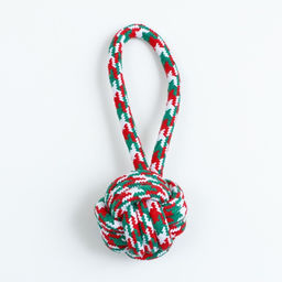 Игрушка канатная Мяч с ручками для крупных собак, до 80 г, до 20 см, красно-бело-зелёная - Пижон фото 5