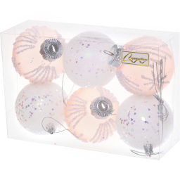Набор шаров 7 см "Подарок для елочки" (в наборе 6 шт), Янтарь/белый