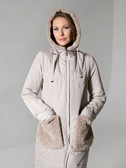 Еврозима! 22312 Пальто дем. серо-бежевый - Dizzyway фото 2