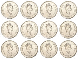 Набор монет 25 центов 1999 года Канада  12 месяцев