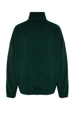 Zumrut Yesili Unisex Oversize/Genis Kesim Dik Yaka Anti-pilling Polar Sweatshirt TMNAW24SW00034