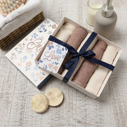 Салфетки махровые Этель. Голубые цветы, 5 шт., 30?30 см, хлопок 100%, бежевые/коричневые