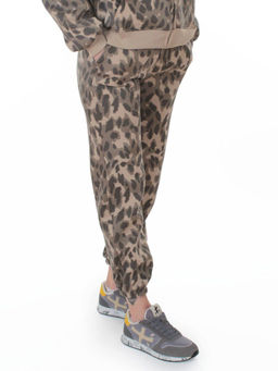 869-3 BEIGE/LEOPARD Костюм спортивный зимний женский (95% хлопок, 5% полиэстер)