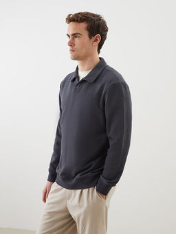 Polo Yaka Uzun Kollu Erkek Sweatshirt