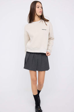 Teen Tas Regular Dantel Detayl? Slogan Nak?sl? Kal?n Ici Polarl? Orme Sweatshirt TWOAW26SW00153 - Trendyolmilla фото 6