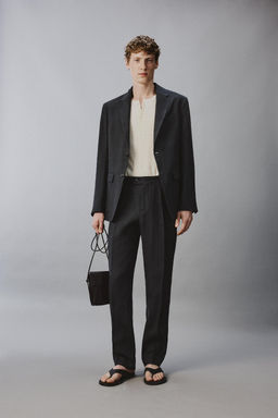 BLAZER REGULAR FIT TRAJE 100% LINO / Marino oscuro