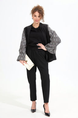 Жакет NIKVA н951-2 чёрный+серая клетка  фото 3