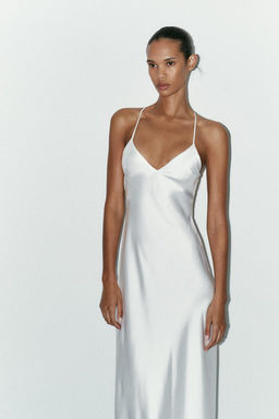 SATIN MIDI DRESS WITH STRAPS ON THE BACK - Zara фото 5