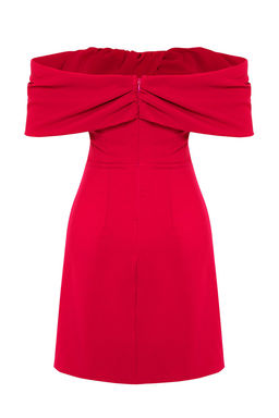 TRENDYOLMILLA Siyah Carmen Yaka Dokuma K?sa Elbise TPRSS24EL00154  фото 8