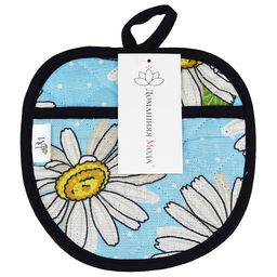 Прихватка с запахом 19х19см Душистая ромашка, вид 4, форма Яблоко, рогожка 171г/м2, хлопок 100%, наполнитель - ватин 280г/м2, на пластмассовом подвесе, Домашняя мода (Россия)  фото 4