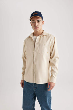 Рубашка из тенселя с длинным рукавом стандартного кроя - Defacto фото 3