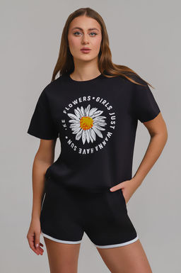 Арт. 9105 Пижама с шортами 42-50 (5 шт) Цвет:верх-черный, низ-черный