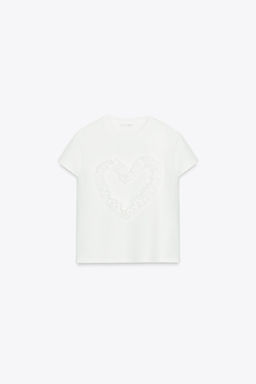 T-SHIRT WITH TEXTURED HEART - Zara фото 12
