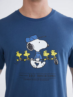 Regular Fit Snoopy Bask?l? Erkek Pijama Tak?m?