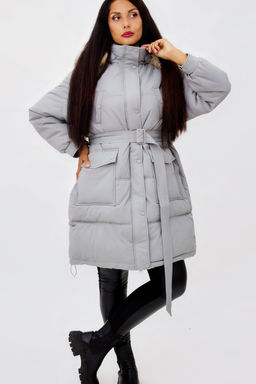 Зимняя куртка на поясе с натуральным мехом арт. 23226