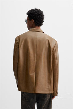 LIMITED EDITION LEATHER EFFECT BLAZER - Zara фото 4