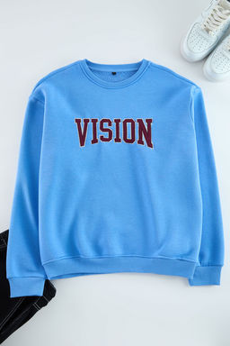 Mavi Unisex Oversize/Genis Kesim Nak?sl? Ici Polarl? Sweatshirt TMNAW25SW00015 - Trendyolmilla фото 6