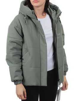 282 GRAY/GREEN Куртка зимняя облегченная женская (верблюжья шерсть)