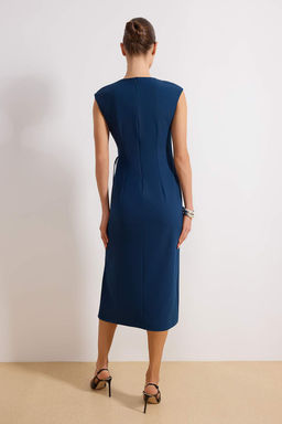 Petrol Baglama Detayl? Midi Dokuma Elbise TWOSS26EL00081