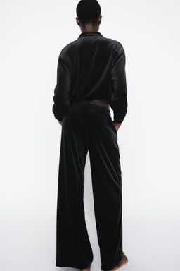 WIDE-LEG VELVET TROUSERS - Zara фото 7