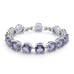 Александрит, браслет Католина, покрытие родий, длина 17,5см