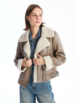 Biker Yaka Kad?n S?et G?r?n?ml? Mont