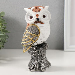 Фигурка полистоун «Мудрая сова Мадлен», белая с золотом, 15×7.5×8 см