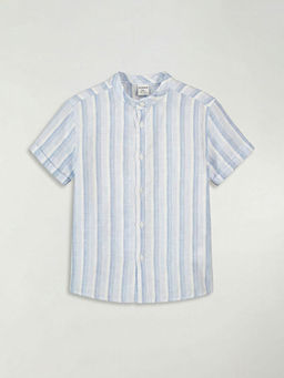 Hakim Yaka K?sa Kollu ?izgili Erkek ?ocuk G?mlek