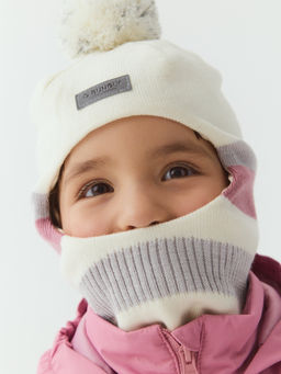 Шлем демисезонный из смесовой шерсти Колор блок "Экрю"