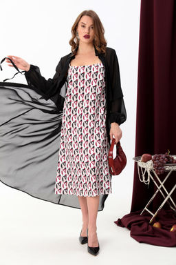 Платье NIKVA н943-1 чёрный+бургунди ромбы  фото 4