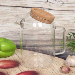 Чайник заварочный стеклянный 1200мл "Хай-Тек" с пробковой крышкой