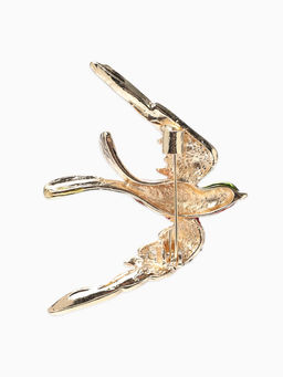 Брошь «Птица» ласточка,  цветная в золоте