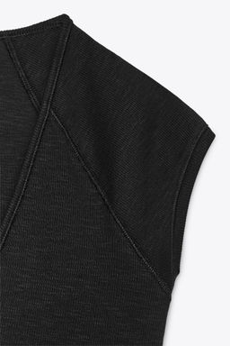 RIB V-NECK T-SHIRT - Zara фото 5
