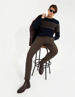 Kahverengi Slim Fit Kanvas Pantolon