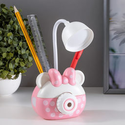 Лампа настольная RISALUX «Гамми», LED, 2 режима, 2 Вт, USB, точилка, розовый, 11.7×7×12 см