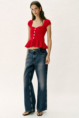 TOP PEPLUM BOTONES / Rojo