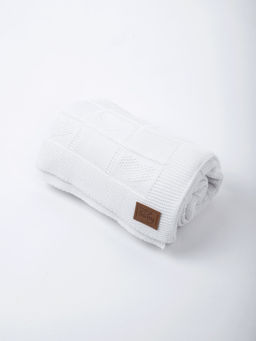 Плед вязаный хлопковый "Молоко" 0+