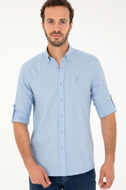 Мужская голубая рубашка с длинным рукавом - U.s. polo assn фото 3