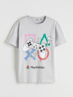 Bisiklet Yaka PlayStation Bask?l? Erkek ?ocuk Ti??rt