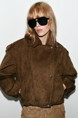 OVERSIZE FAUX SUEDE BIKER JACKET - Zara фото 15