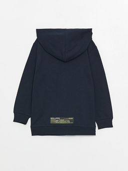 Kap??onlu Bask?l? Uzun Kollu Erkek ?ocuk Fermuarl? Sweatshirt - Waikiki фото 2