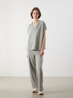 V Yaka Oversize Kad?n Ti??rt