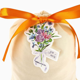 Цена за 5 шт. Мешочек подарочный из хлопка С любовью для тебя, цветы, 16?24 см  1.5 см