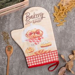 Цена за 2 шт. Варежка-прихватка «Bakery house» 20×28 см, саржа, 100% хлопок, ватин 250 г/м²