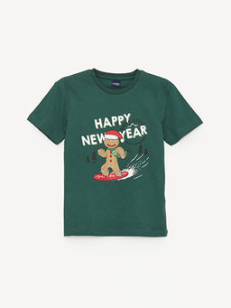 Bisiklet Yaka Y?lba?? Temal? K?sa Kollu Erkek ?ocuk Ti??rt