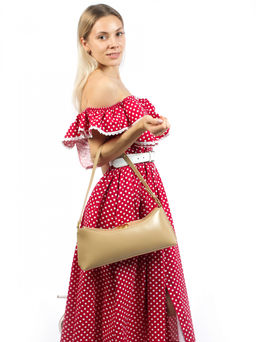 LACCOMA сумка АЛ3085-бежевый натуральная кожа хлопок фото 8