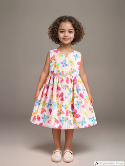 Bisiklet Yaka ?i?ekli Poplin K?z Bebek Elbise