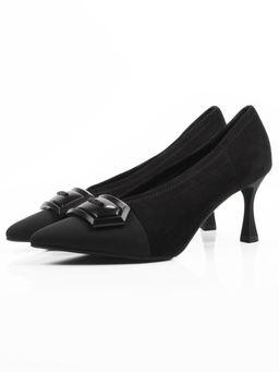 06-P1-7538 BLACK Туфли женские (замша-стрейч искусственная)