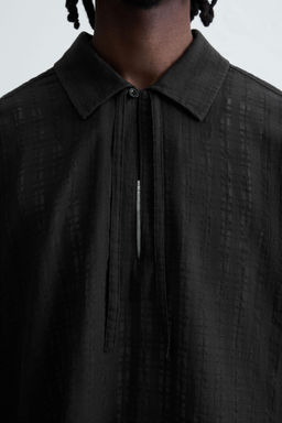 TEXTURED SEMI-SHEER POLO SHIRT - Zara фото 6