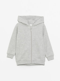 Kap??onlu Uzun Kollu Erkek Bebek Fermuarl? Sweatshirt
